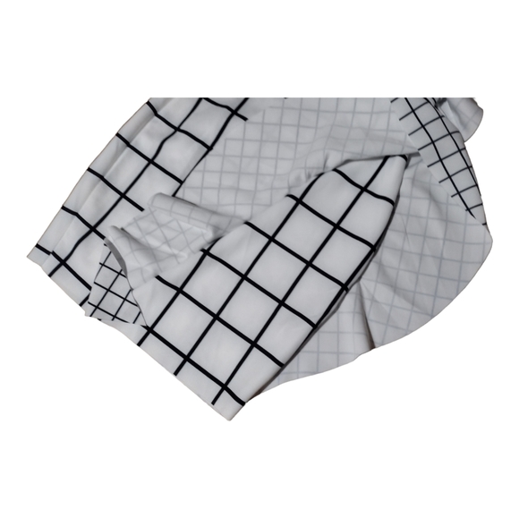 ASOS DESIGN White and Black Grid Design One Shoulder Ruffle Mini Dress, Size 2 - Picture 11 of 16